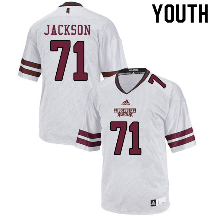 Youth #71 James Jackson Mississippi State Bulldogs College Football Jerseys Sale-White